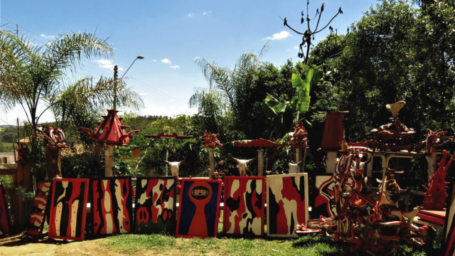 Paintings at Liti Guerreiro Ca&ccedil;ador's house. Untittled artwork by Liti Guerreiro Ca&ccedil;ador. Photo by the artist