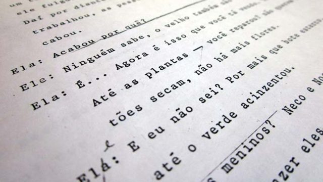 Datiloscrito da peça inédita (e inacabada) O sineiro, de Carlos Drummond de Andrade. Arquivo Carlos Drummond de Andrade / acervo IMS.
