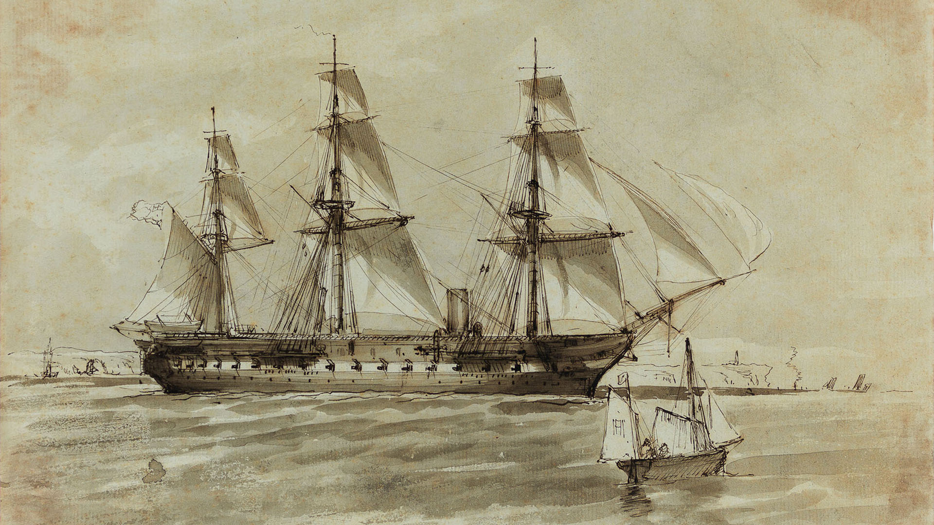 Belonave, 1871. Desenho de Edoardo de Martino / Acervo IMS