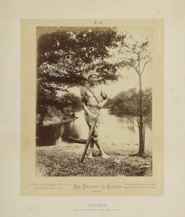 Frisch descreve o indígena Amaúa como “antropófago”. Alto Amazonas ou Solimões, Amazônia, 1867-68. Imagem publicada pela Casa Leuzinger em 1869, no conjunto <em>Resultado de uma expedição fotográfica pelo Solimões ou Alto Amazonas e pelo rio Negro</em>. Fotografia de Albert Frisch / Acervo IMS