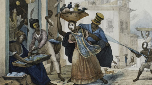 Corte da gravura Scène de carnaval, de Jean-Baptiste Debret. 1835. Coleção Brasiliana Itaú