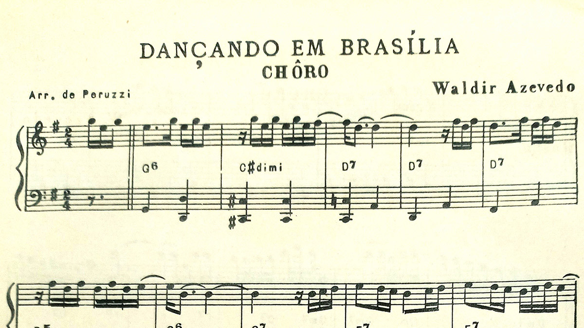 Partitura do choro Dançando em Brasília, 1959 (Coleção José Ramos Tinhorão / IMS)