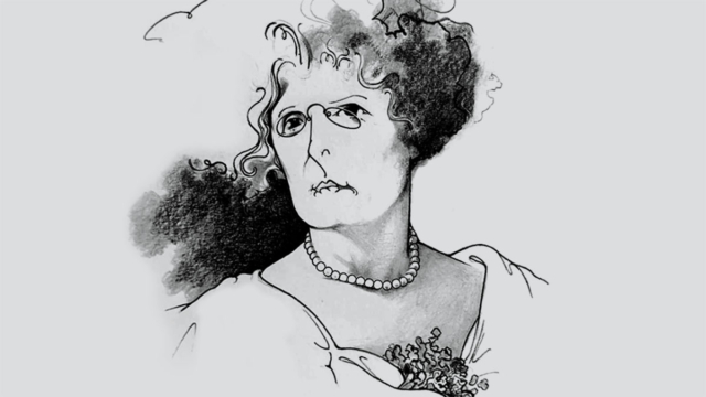 A cronista J&uacute;lia Lopes de Almeida. Caricatura de Cassio Loredano